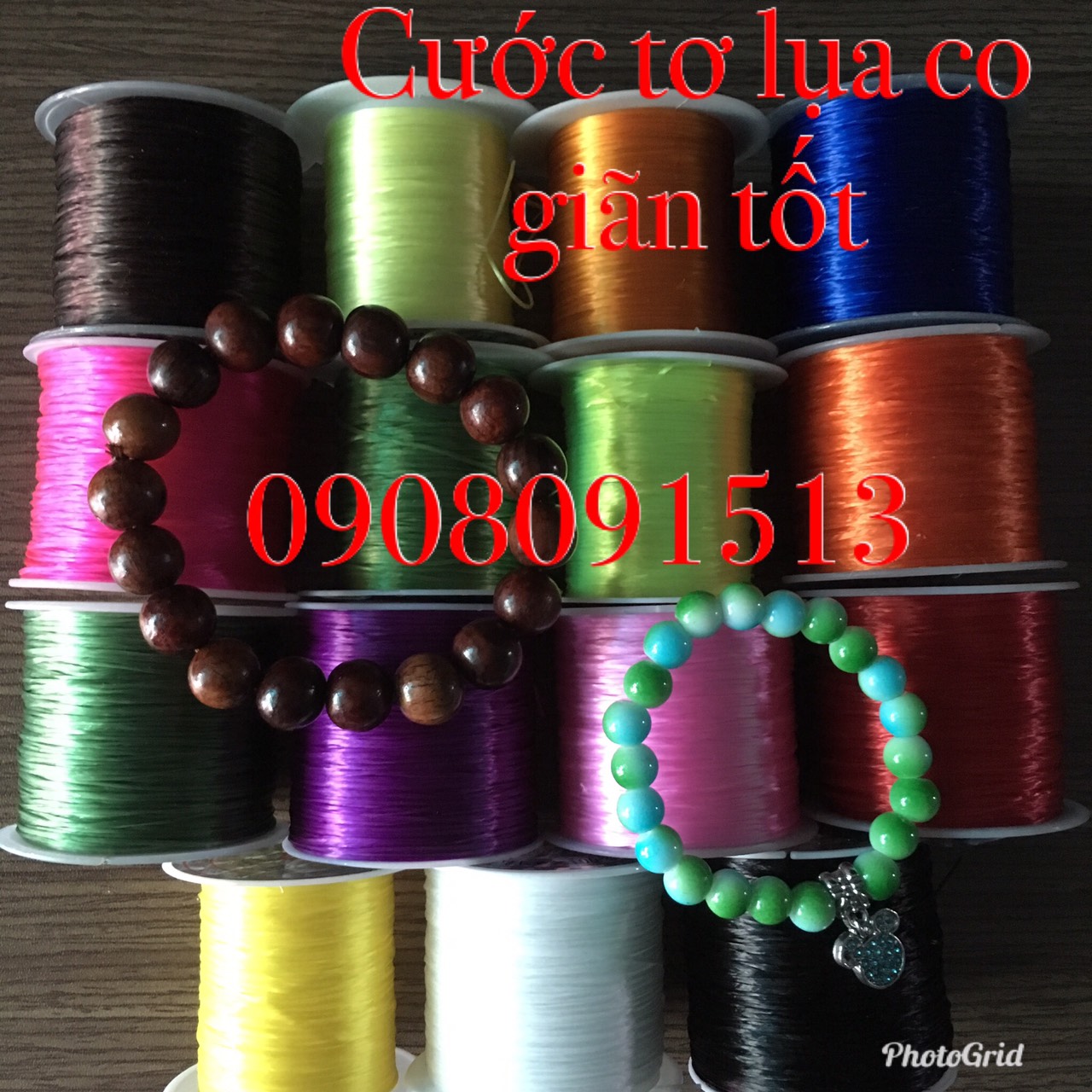Cước tơ lụa chun co giãn xâu xỏ hạt đá phong thủy hạt gỗ hạt nhựa