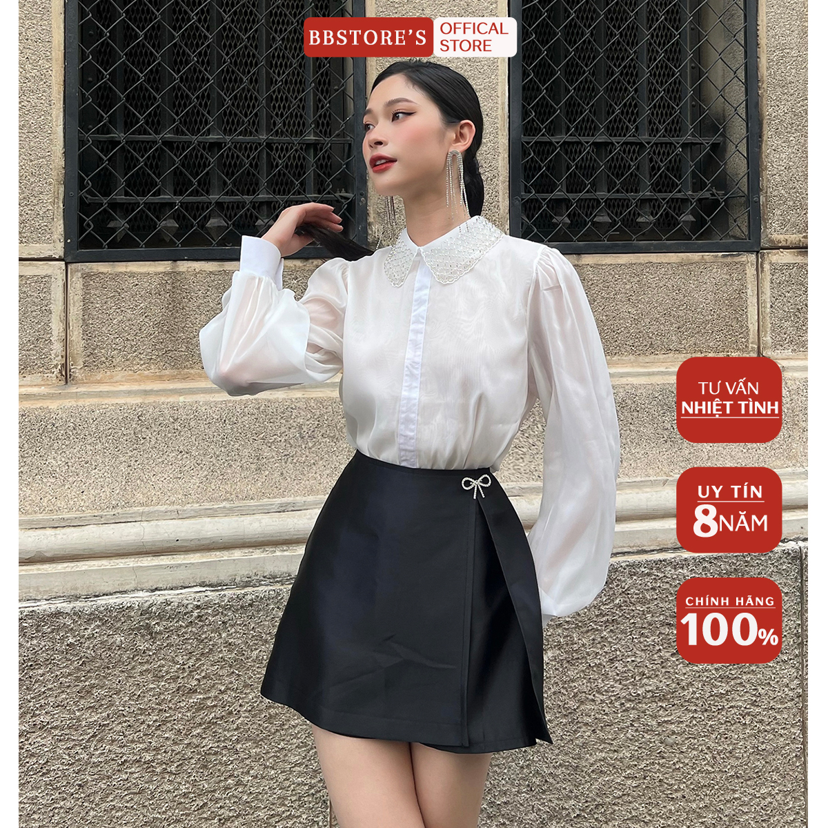 Bbstore's set bộ áo sơ mi kèm chân váy thời trang đi làm dự tiệc siêu xinh -k1637s