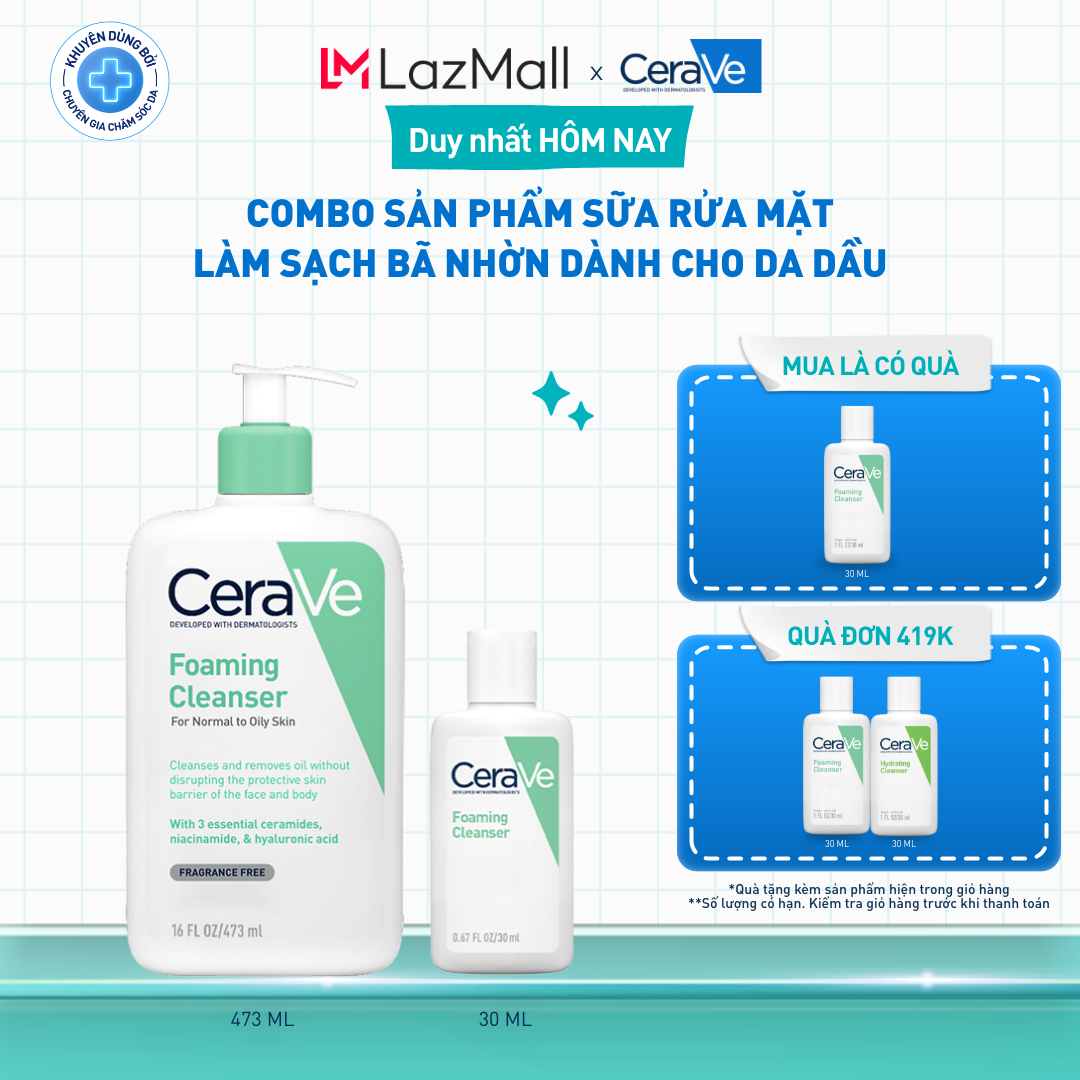 Bộ sản phẩm sữa rửa mặt làm sạch bã nhờn dành cho da dầu Foaming Cleanser
