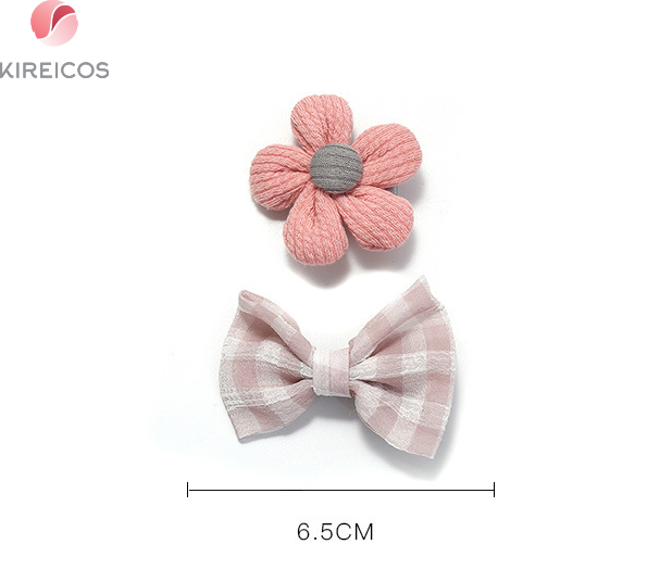 [HCM]Set 2 Kẹp Nơ Caro Bông Hoa Siêu Xinh - kireicos