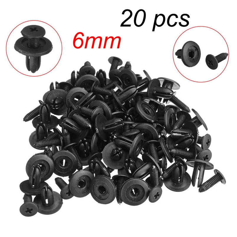 Bộ 20 chốt nhựa 6mm loại vặn ren 1137 dùng cho nội thất Ô tô và xe máy (màu đen)