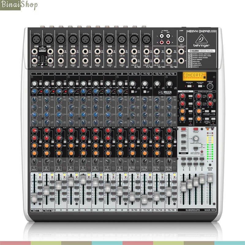 Mixer có hiệu ứng âm thanh usb 24 cổng behringer xenyx qx2442usb