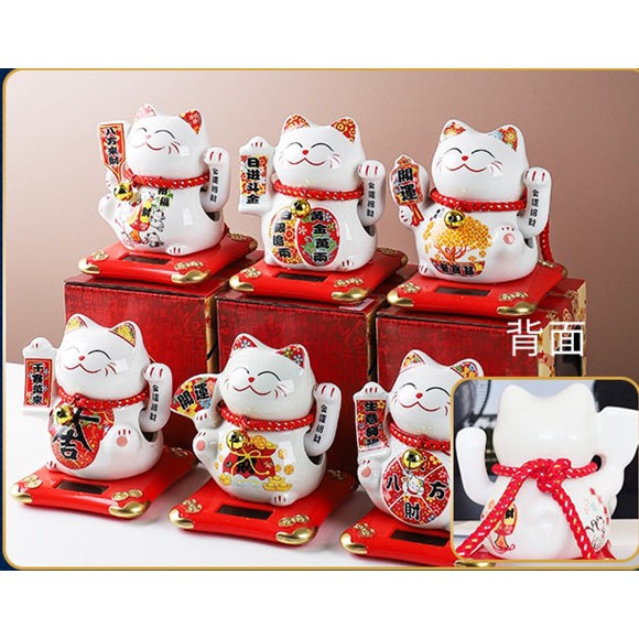 Mèo Thần Tài , mèo may mắn Sử dụng năng lượng mặt trời bằng sứ cao cấp - Phật Giáo Tường Thuận