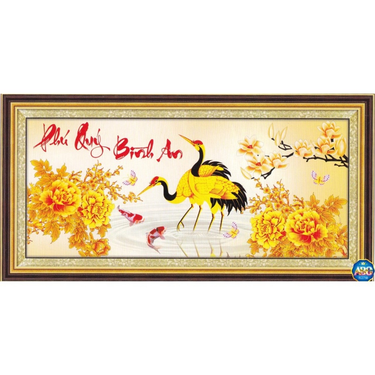 Tranh đính đá phú quý bình an 100x48cm