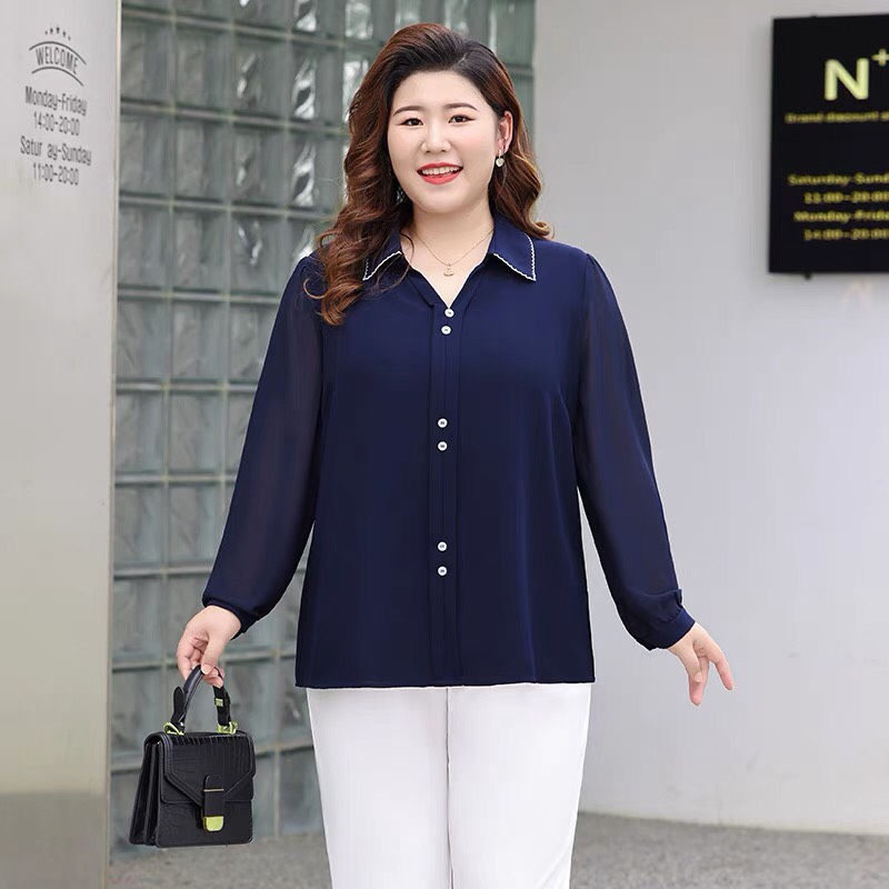 Áo sơ mi voan tay dài dành cho quý cô bigsize NQ423