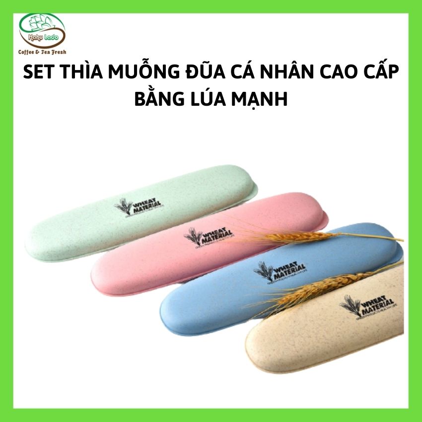 Bộ hộp 3 món muỗng đũa dĩa cá nhân hahulado đũa tập ăn cho bé cute bằng lúa mạch cao cấp nhiều màu hàng loại 1