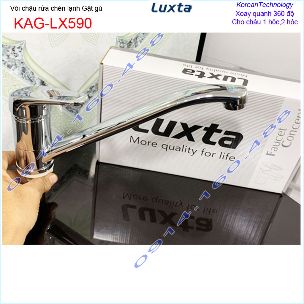 Vòi bếp lạnh gật gù Luxta KAG-LX590, Vòi rửa chén bát Luxta cao cấp siêu bền sử dụng tốt