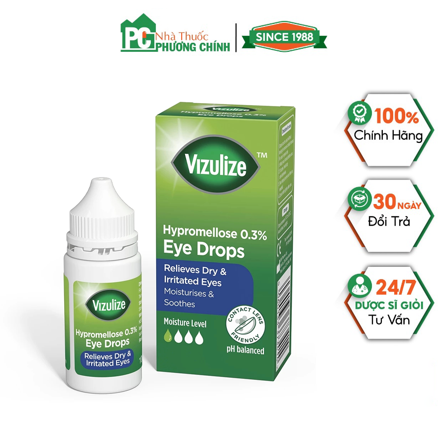 Nước Mắt Nhân Tạo Vizulize Hypromellose 0.3% Eye Drops Làm Dịu Mắt Tức Thời (Hộp 10ml)