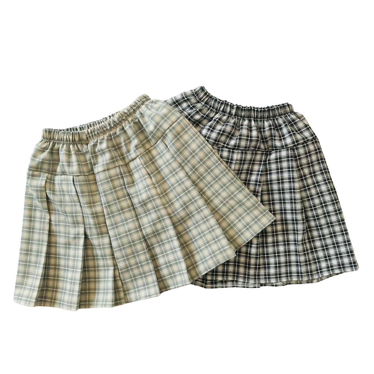 Chân Váy Kẻ Caro Sếp Ly Đen Trắng Chất Vải Thô Mát Size Từ 12kg Đến 35kg