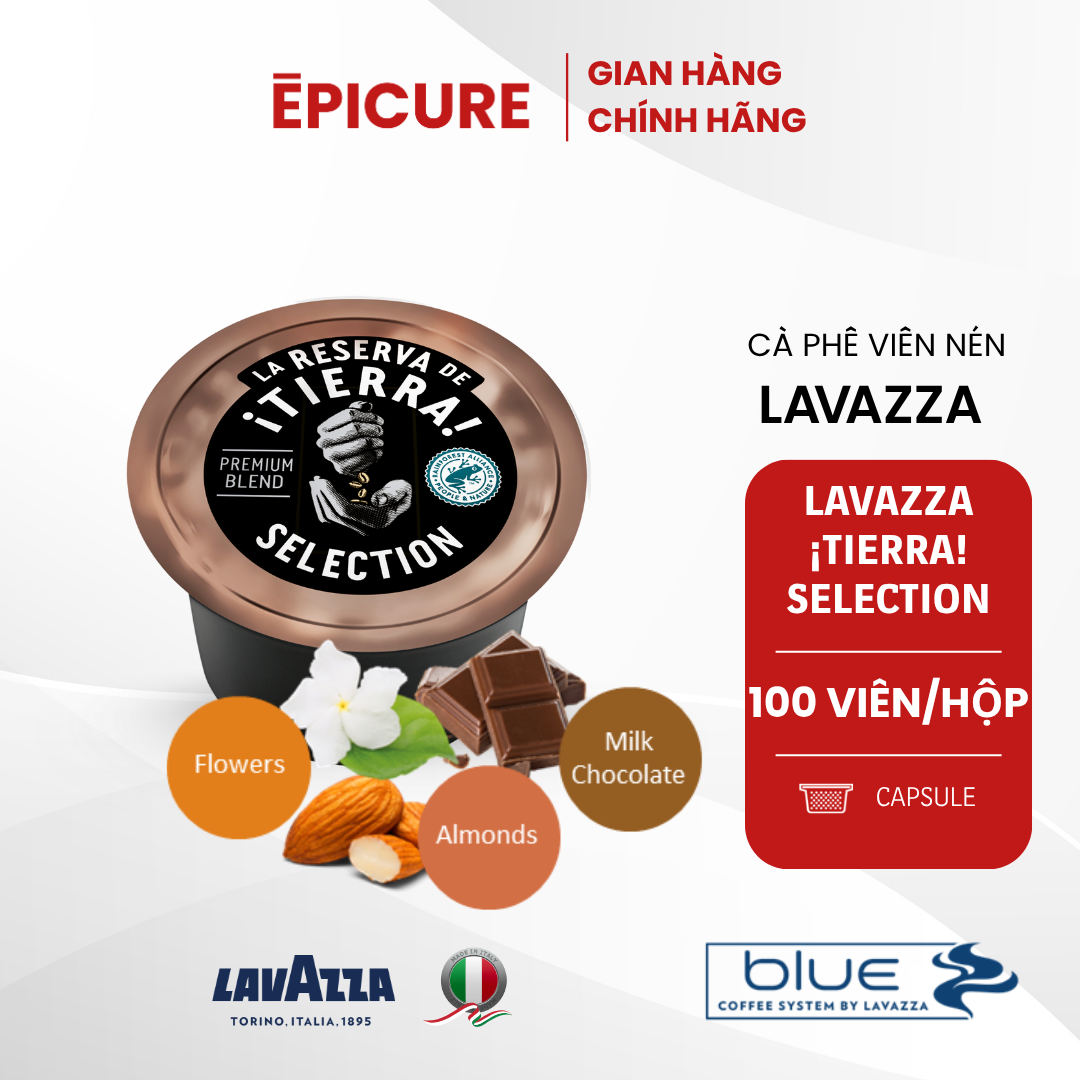 Cà phê viên nén LAVAZZA ¡TIERRA! Selection, đóng hộp 100 viên/hộp