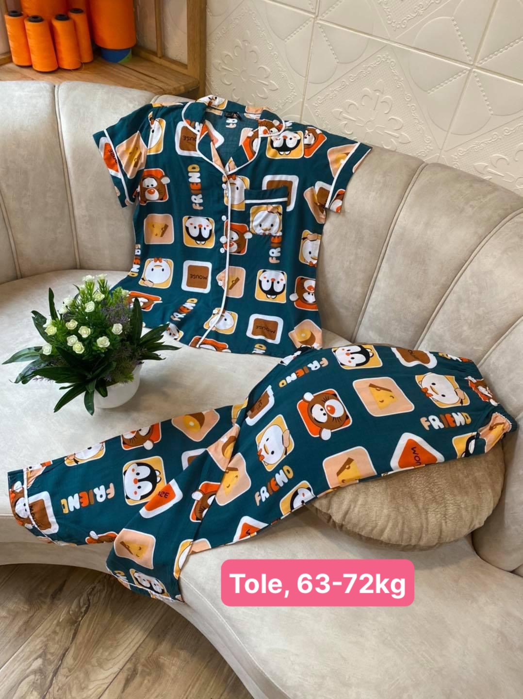 (63-75kg, size trên hình) Đồ bộ bigsize dài tole/lanh.