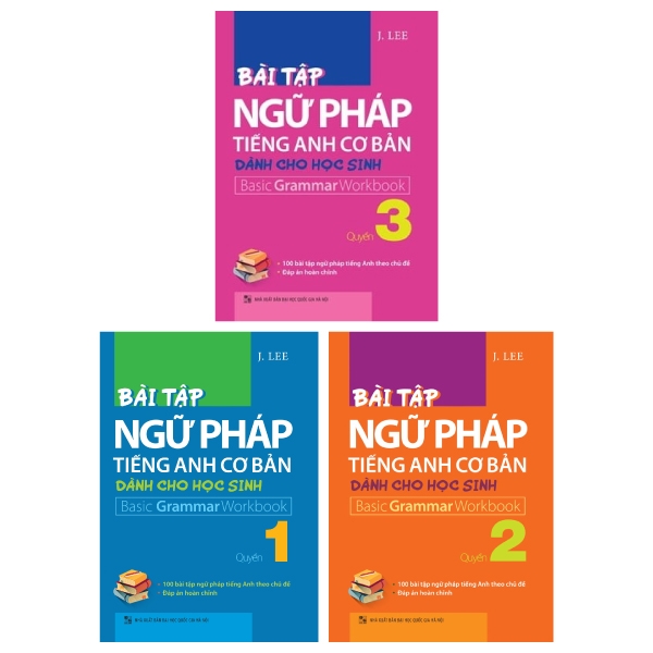 Fahasa - combo sách hay bài tập ngữ pháp tiếng anh cơ bản dành cho học sinh - quyển 1 - 2 và 3