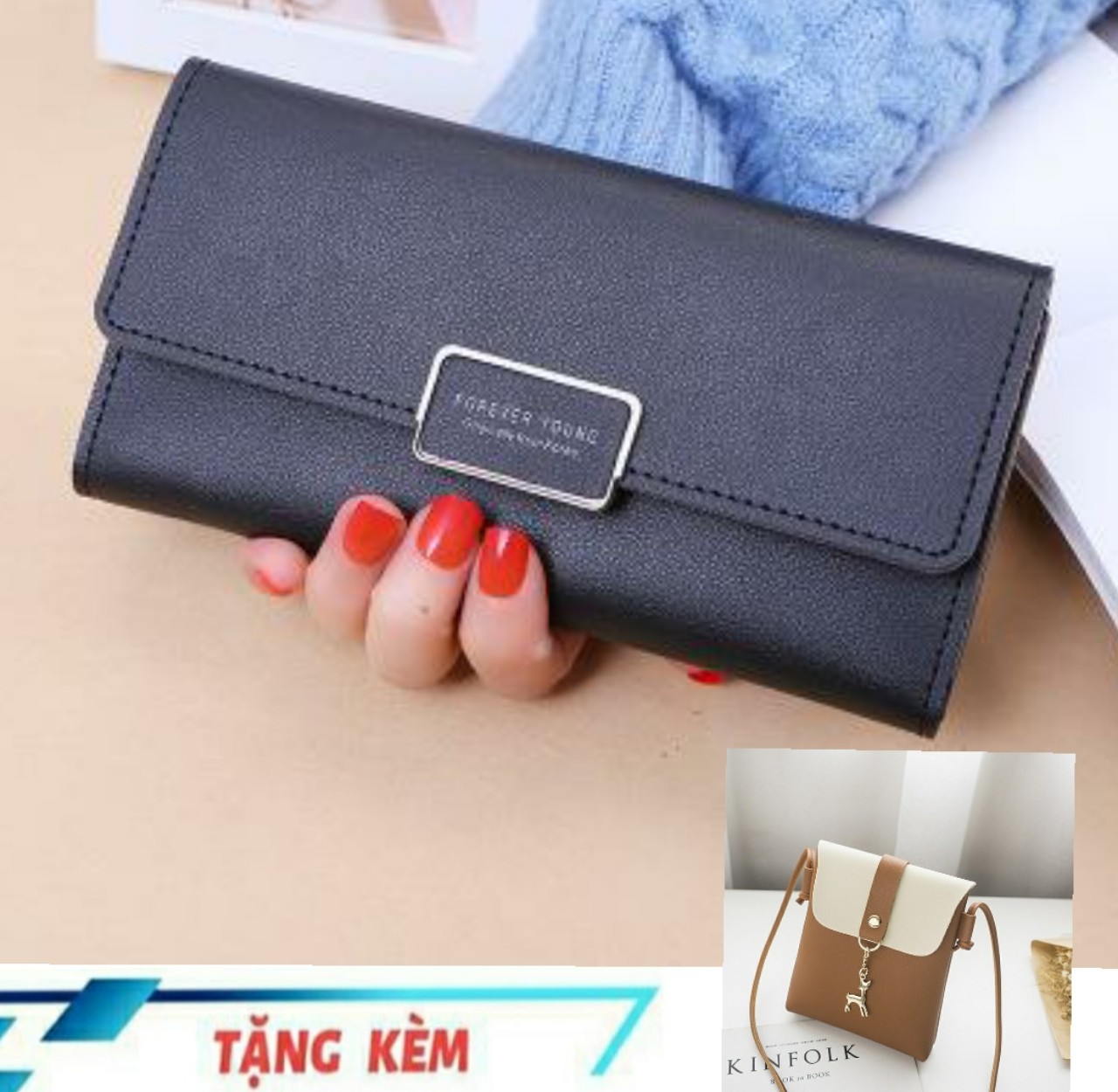 Combo ví nữ cầm tay, tặng kèm túi đeo chéo nhỏ xinh LX0046