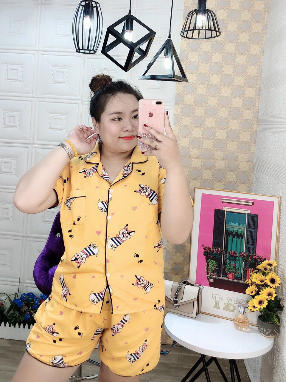 SET ĐỒ BỘ PIJAMA NGẮN HỌA TIẾT CON VẬT ĐÁNG YÊU CHẤT VẢI MỀM MỊN SIZE CỰC ĐẠI MẶC NHÀ CỰC CHẤT
