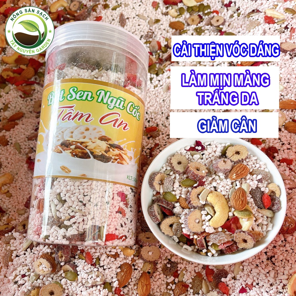 Ngũ cốc hạt sen mix hạt dinh dưỡng giảm cân granpla HỘP 500G, bột củ sen ăn kiêng -NCS