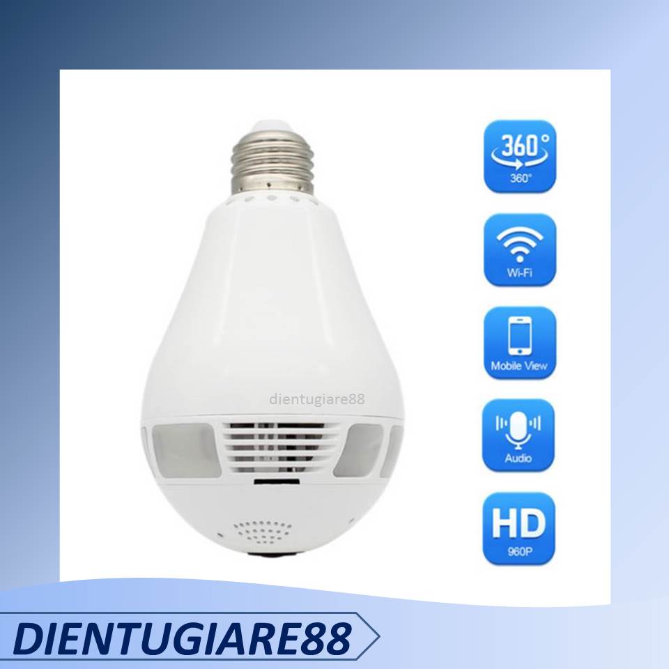 Camera wifi trong nhà app IPC360PRO thiết kế dạng bóng đèn   - Đàm thoại 2 chiều - Khe thẻ nhớ trên đầu camera -  Bảo hành 12 tháng
