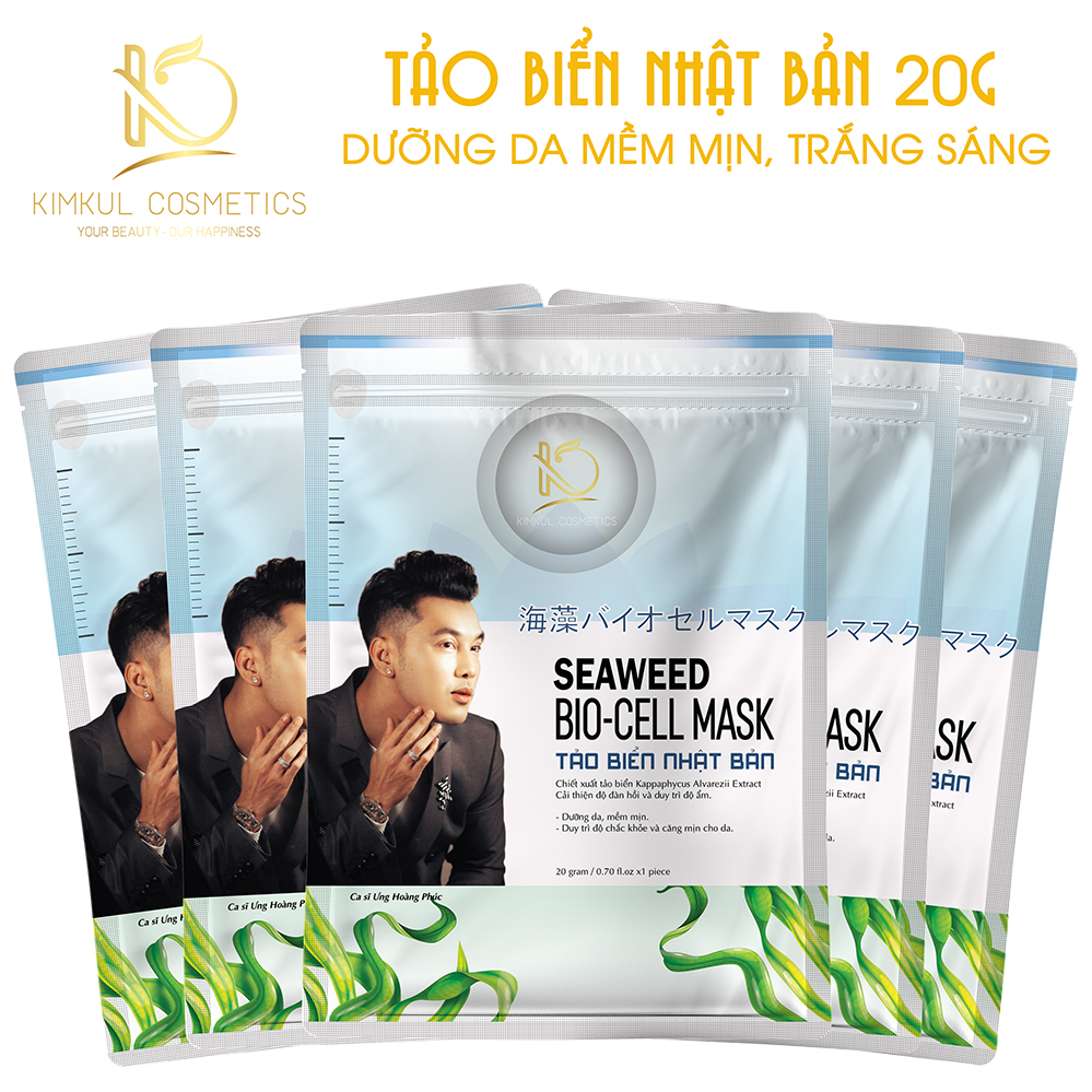 Hộp 8 Mặt nạ tảo biển Nhật Bản KimKul Seaweed Bio-Cell Mask - Bộ 8 Mặt nạ dưỡng trắng, cấp ẩm, giúp da mềm mịn đàn hồi