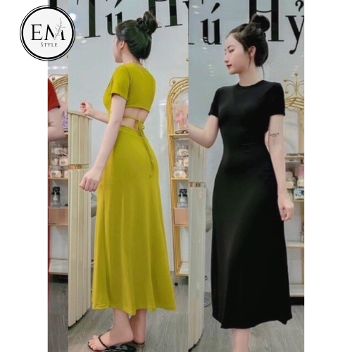 Đầm nữ / đầm ôm/ đầm ôm body tay ngắn xoè dáng dài maxi siêu hot thời trang Hotgirl sexy EM Style