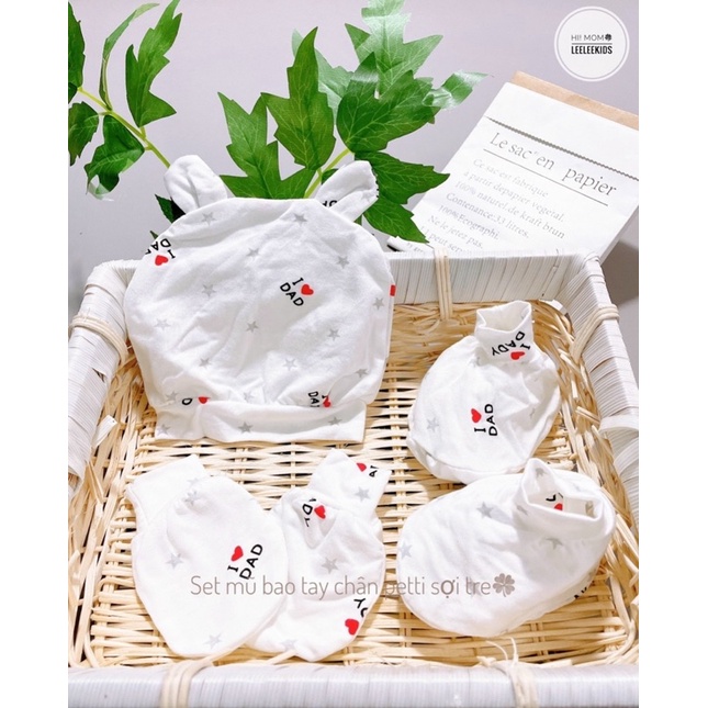 Set Bao Tay, Bao Chân, Mũ Pettit- Phụ Kiện Mũ, Bao Tay Bao Chân Cho Bé Trai Bé Gái Sơ Sinh Chất Petit Siêu Mềm Mịn