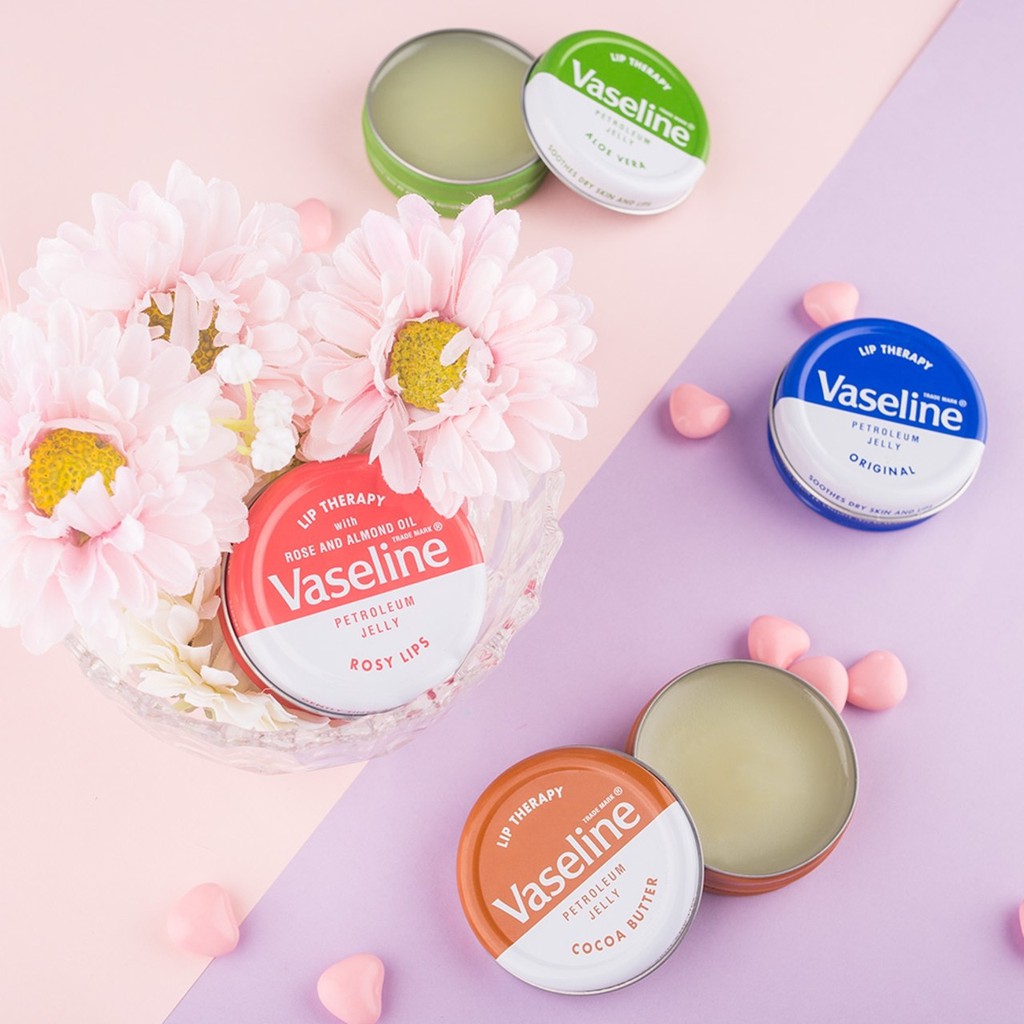 Son dưỡng ẩm căng mọng môi chống khô môi Vaseline dang hộp thiếc son dưỡng môi dưỡng môi Vaseline