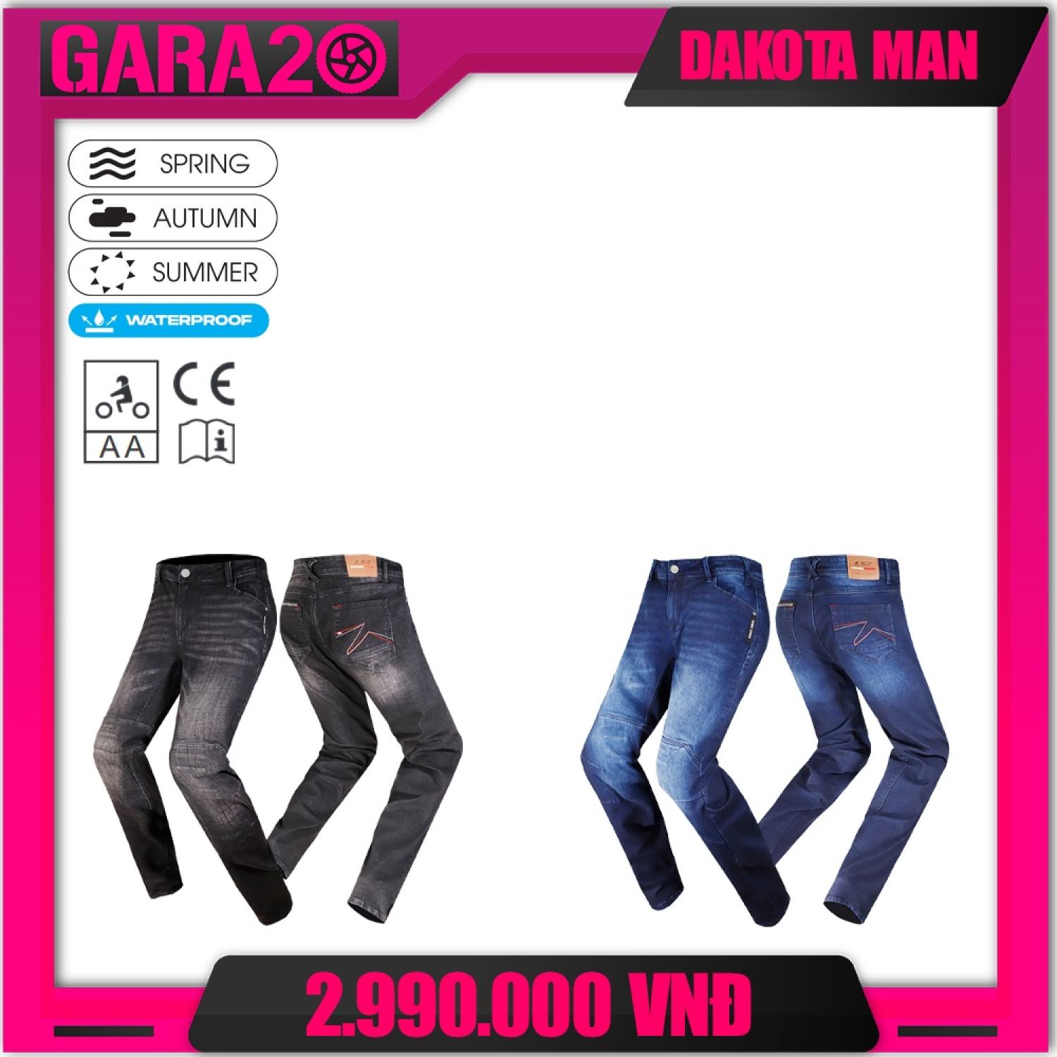 QUẦN JEAN THỜI TRANG BẢO HỘ LÁI MOTO, XE MÁY LS2 DAKOTA MAN - GARA20 Giá 3,948,000 Đồng*Miễn phí vận chuyển