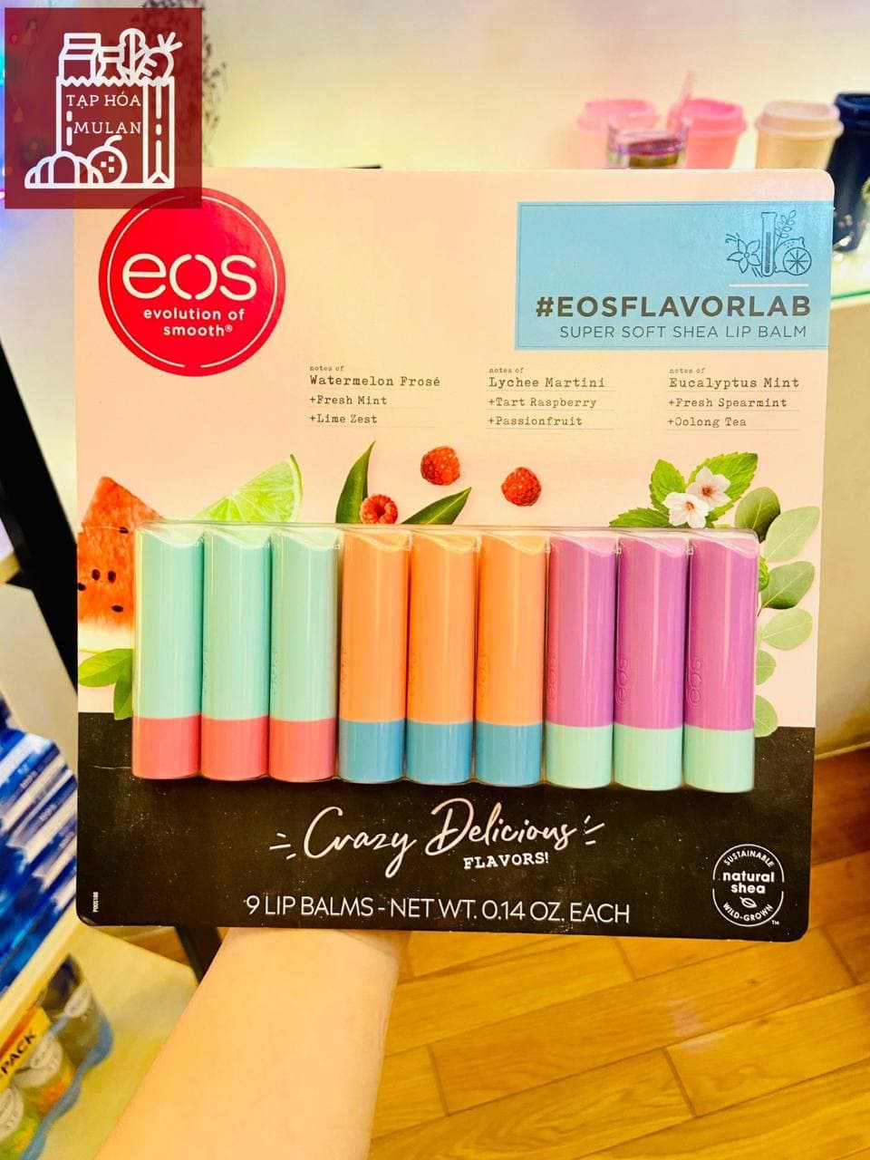 Son dưỡng môi organic eos - set 9 cây