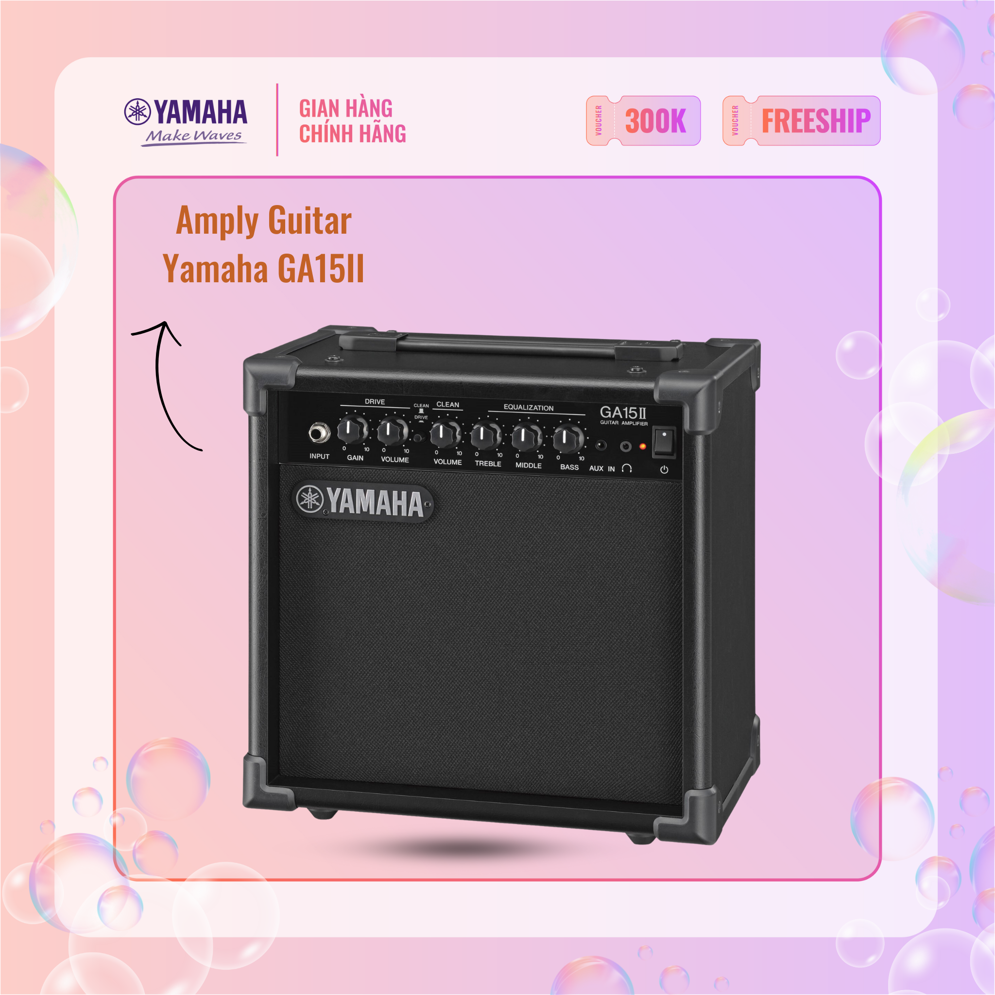 Amply Guitar YAMAHA GA15II - Thiết kế gọn nhẹ, bảo hành chính hãng 12 tháng