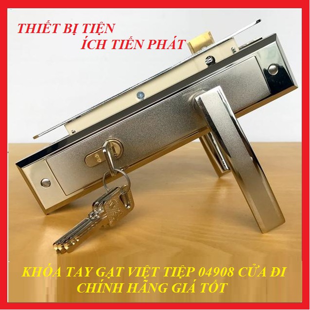 Bộ Ổ Khóa Cửa Đi VIỆT TIỆP Tay Gạt 04908 Hợp Kim KZA3 (Chính Hãng)