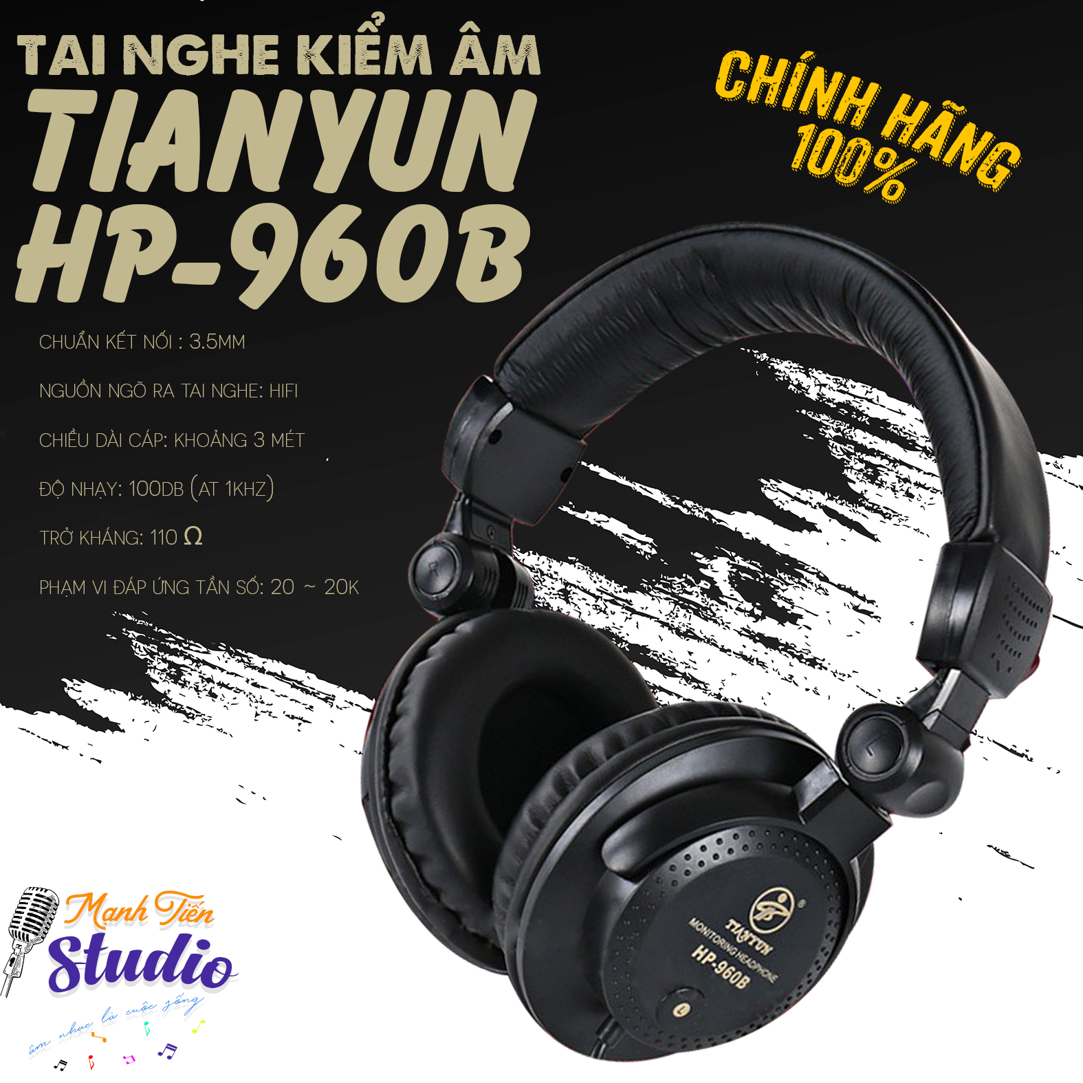 Tai nghe kiểm âm - tai nghe chụp tai - tai nghe gaming - tai nghe hay - tai nghe chất lượng cao TIANYUN HP - 960B bảo hành 12 tháng