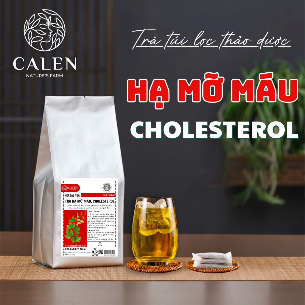 Trà hạ mỡ máu Cholesterol Calen Nature Farm,giảm tình trạng mỡ máu,  mỡ gan, mỡ nội tạng bịch 30 gói lọc