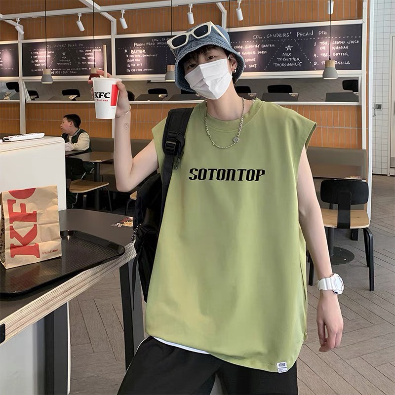 Tank top - Áo Áo sát nách nam nữ cổ tròn in chữ SOTONTOP trước ng.ực phong cách hàn quốc