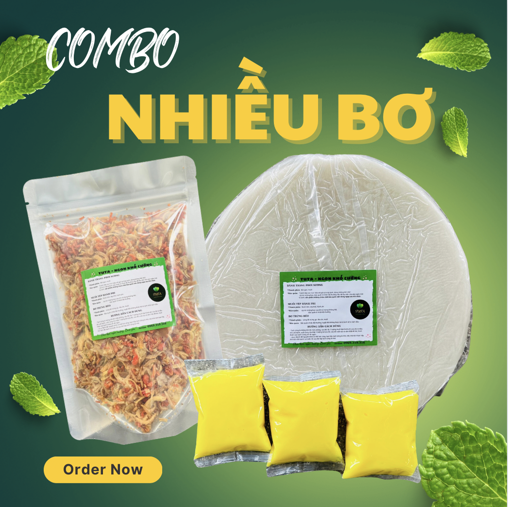 COMBO BỰ: Bánh tráng phơi sương + HŨ BƠ BỰ + muối tép hành phi