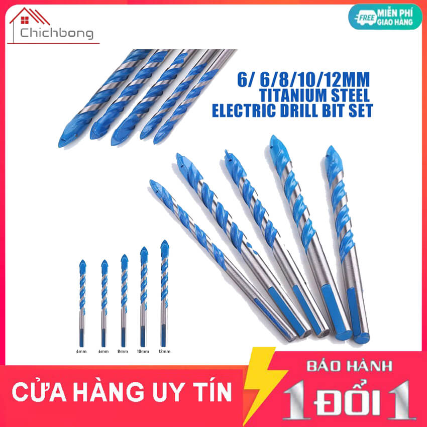 Mũi khoan bê tông đa năng sơn chống gỉ cao cấp đường kính 3/4/5/6/6/8/10/12mm mũi khoan khoét lỗ gạch men, khoan sắt, khoan gỗ