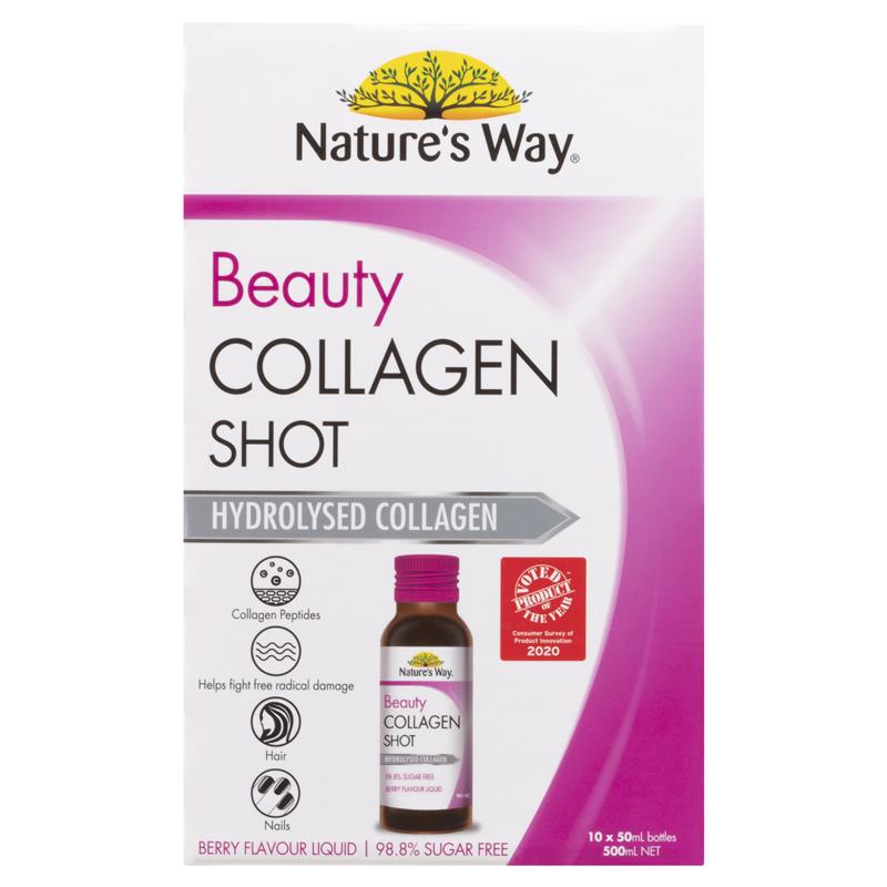 Collagen thủy phân dạng nước nature's way beauty collagen shot hộp 10 chai x 50ml Extaste Store