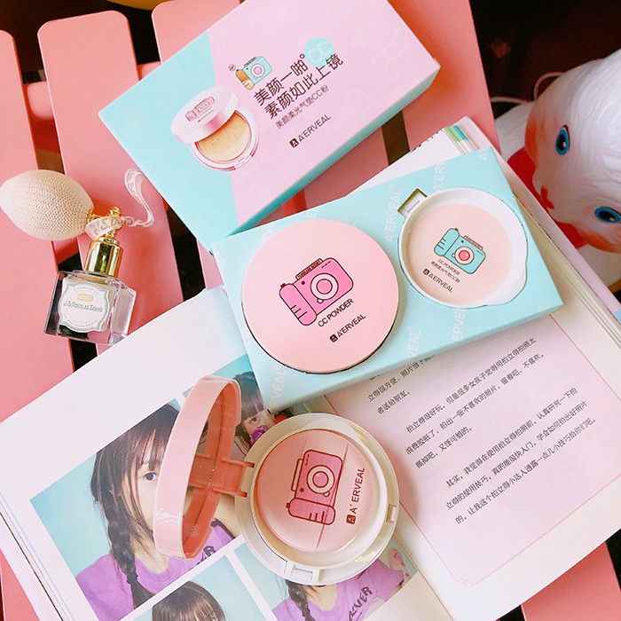 Set phấn nước nền cushion máy ảnh A'ERVEAL CC Powder tặng kèm lõi thay dễ thương