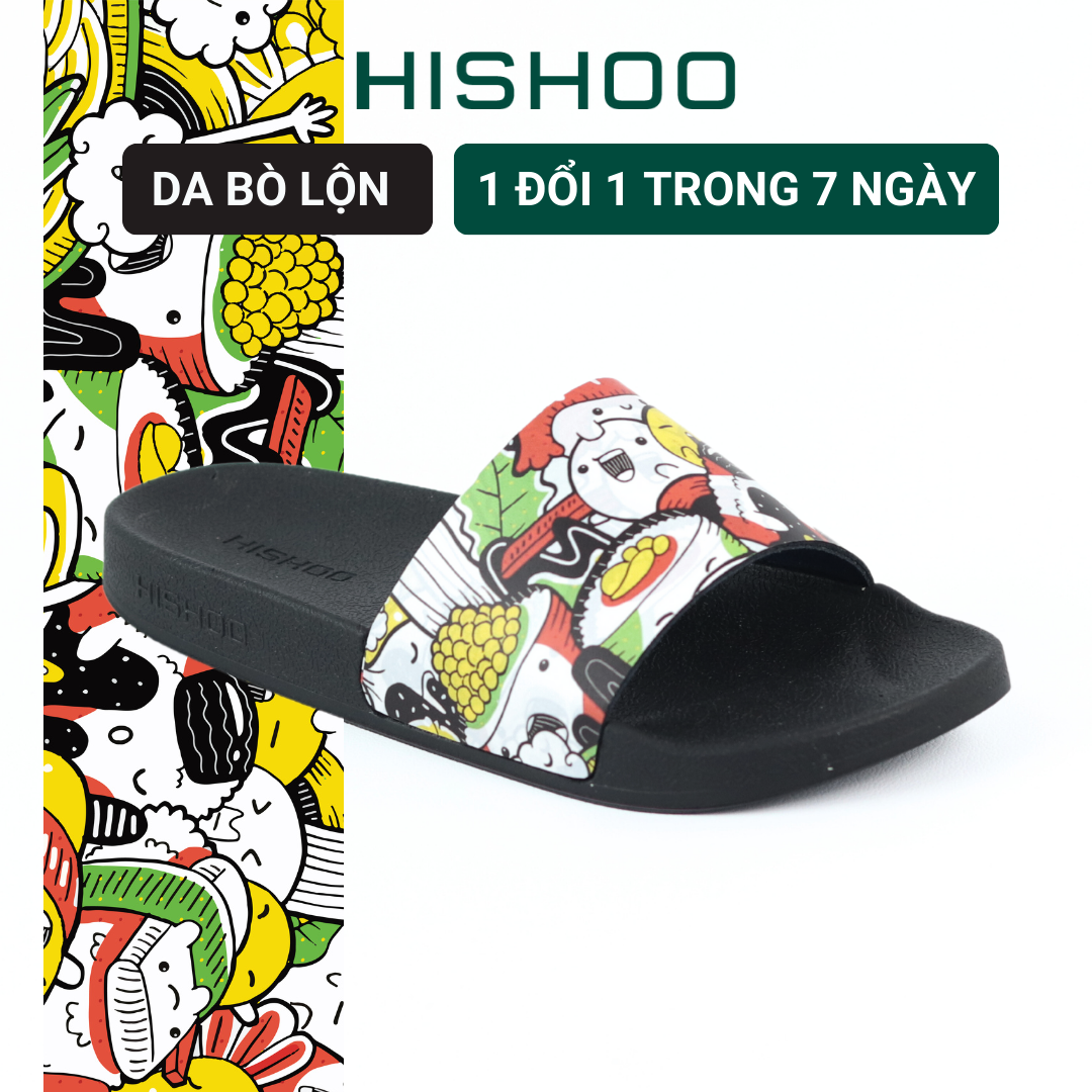 Dép quai ngang slipper Xứ Sở Cơm Cuộn cao cấp nam, nữ  HISHOO siêu nhẹ da Bò lộn thời trang size 36 - 45 U112