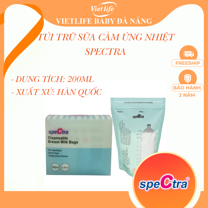 Túi trữ sữa Spectra cảm ứng nhiệt 200ml được làm từ chất liệu nhựa an toàn, không chứa BPA
