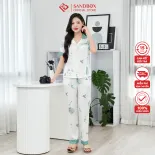Bộ Pijama Nữ SANDBOX Tay Ngắn, Quần Dài Chất Lụa Nhật Cao Cấp Mềm Mịn, Họa Tiết Thiết Kế Phối Màu - BPC25001