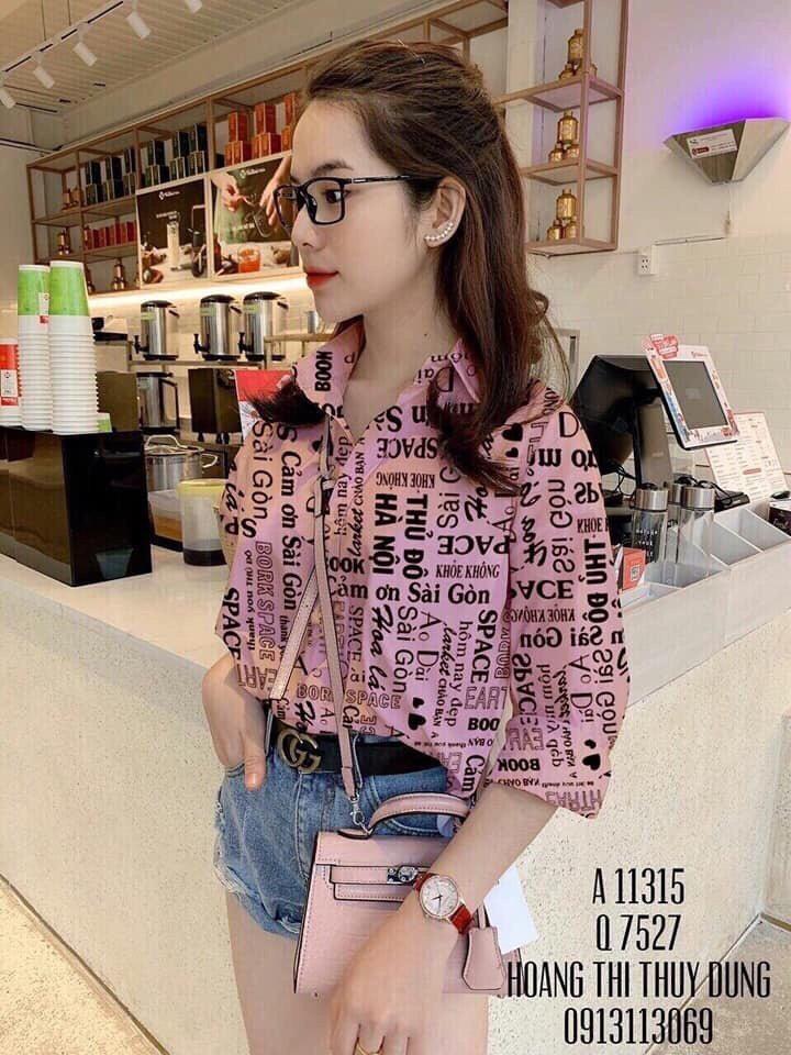 Áo sơmi in kín chữ các thành phố xiu xiu hot TTS0308