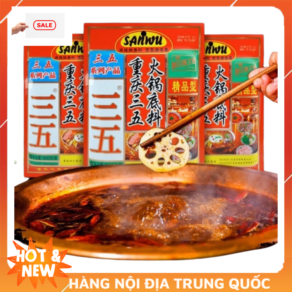 Gói lẩu cay tứ xuyên SANWU - gia vị lẩu hoàn chỉnh chuẩn tàu