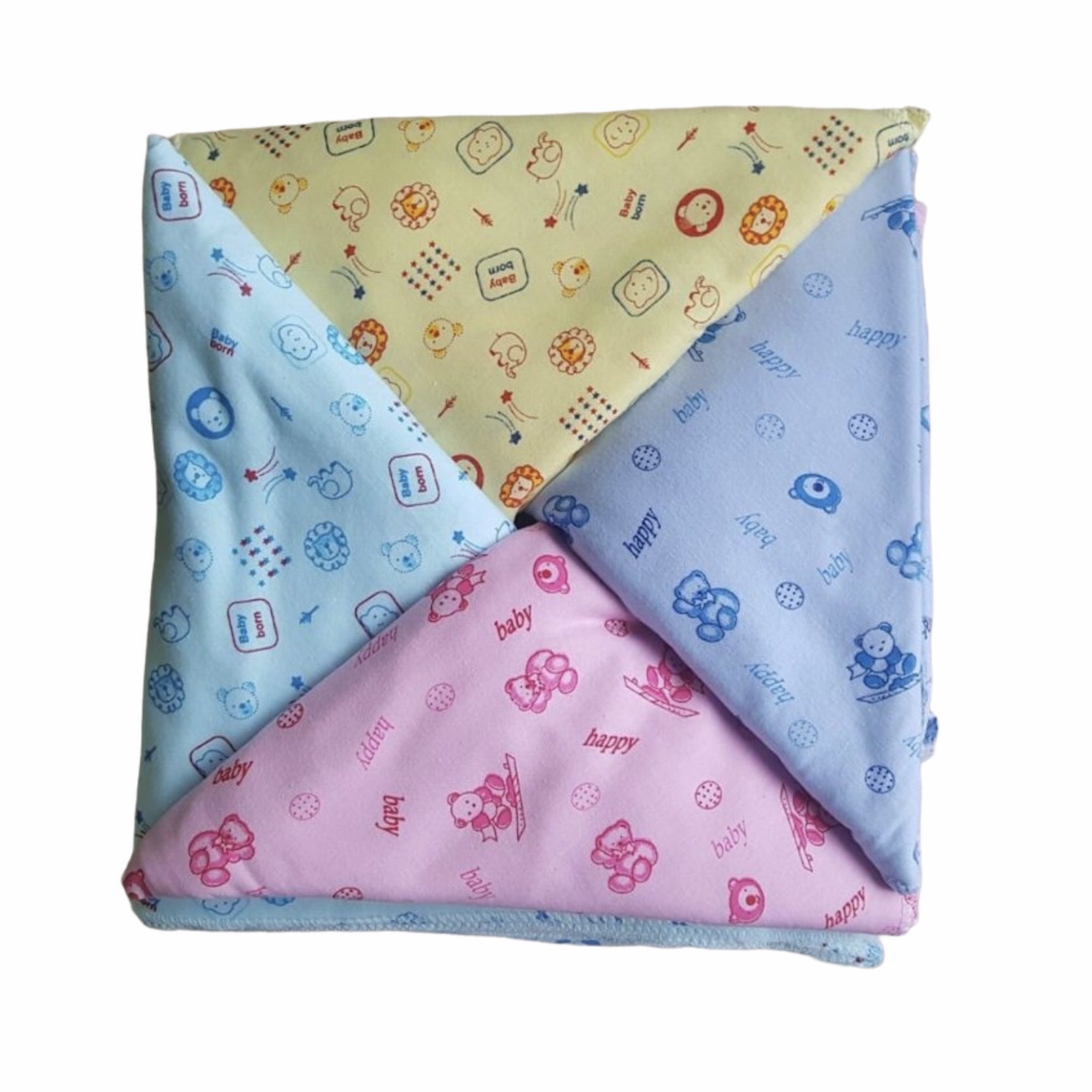 Set 5 / 10 khăn tã vuông màu in hình chất đẹp cho bé