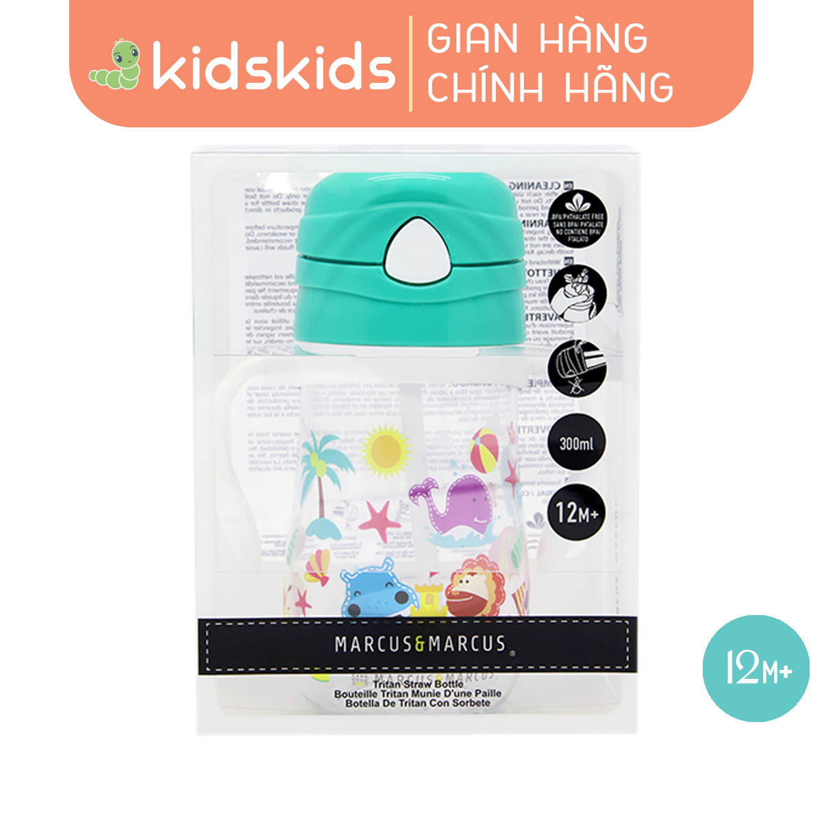 Bình Uống Nước Có Ống Hút Cho Bé Tritan Marcus & Marcus, Từ 12 Tháng - Ollie