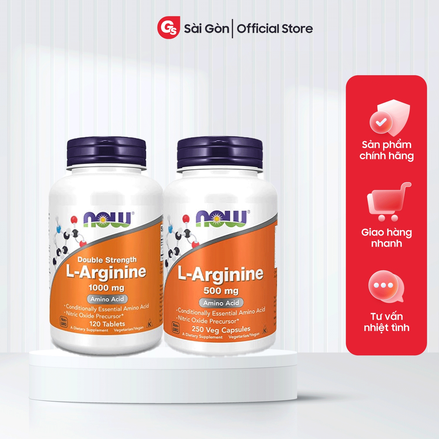 Viên uống Now L-Arginine (500mg, 1000mg) - Hỗ trợ sức khỏe tim mạch, gan nhập khẩu Mỹ - Gymstore