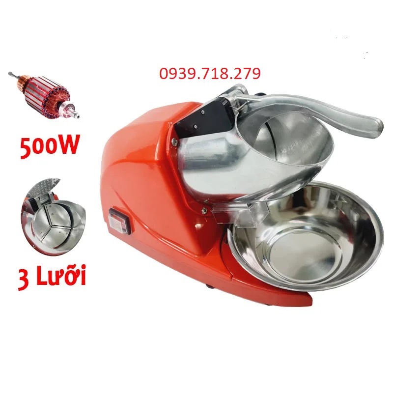 Máy bào đá công suất 500w 3 lưỡi dao , 2 lưỡi dao, máy bào đá tuyết , đá bào
