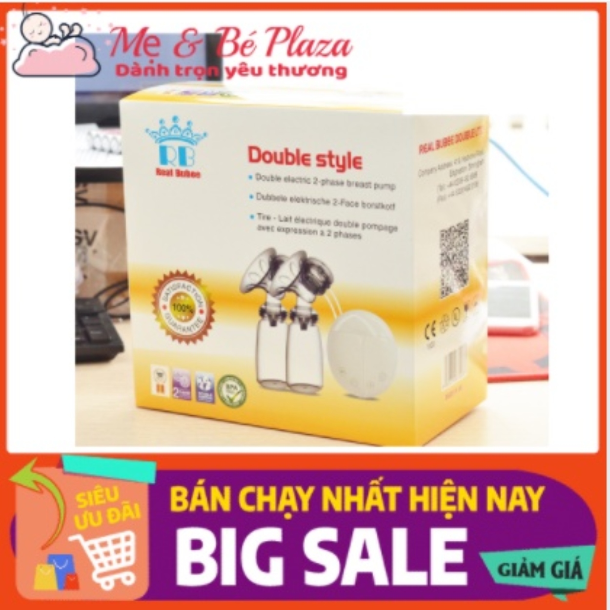 [Mã 12FMCGSALE giảm 100k đơn 500k] 🎈🌿Máy Hút Sữa Điện Đôi Real Bubee UK🎈🌿