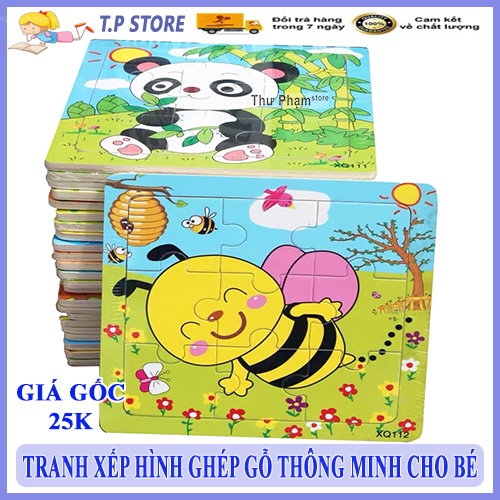 Đồ Chơi Bộ Tranh Xếp Hình, Ghép Hình Lắp Ráp Gỗ 9 Mảnh Loại Lớn - Tranh Ghép Gỗ 9 Miếng Thông Minh Phát Triển Trí Tuệ Cho Bé