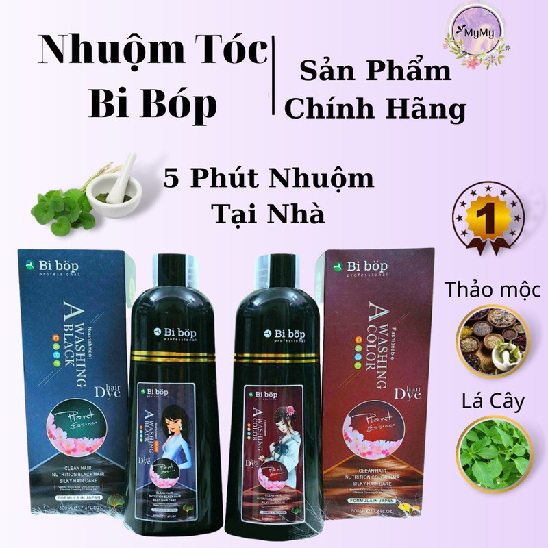 Dầu gội đen/nâu tóc bibop nhuộm phủ bạc thảo dược nhật bản