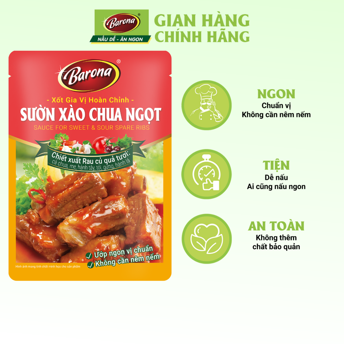 Gia Vị Sườn Xào Chua Ngọt Barona 80g ướp ngon chuẩn vị không cần nêm nếm