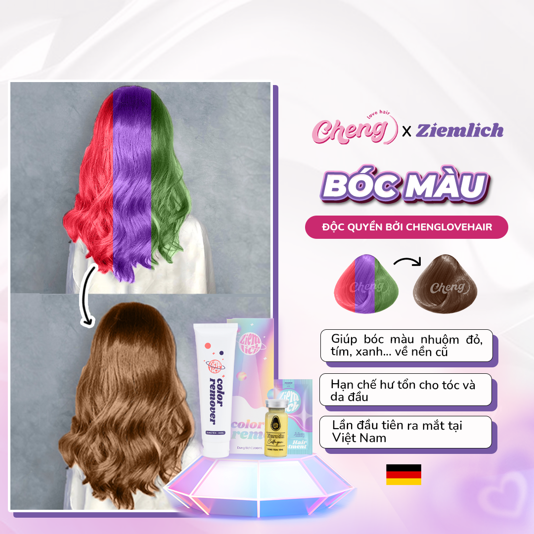 [ĐỘC QUYỀN] Bóc màu Ziemlich - Bóc màu chuẩn tông tóc mượt căng bóng | Chenglovehair