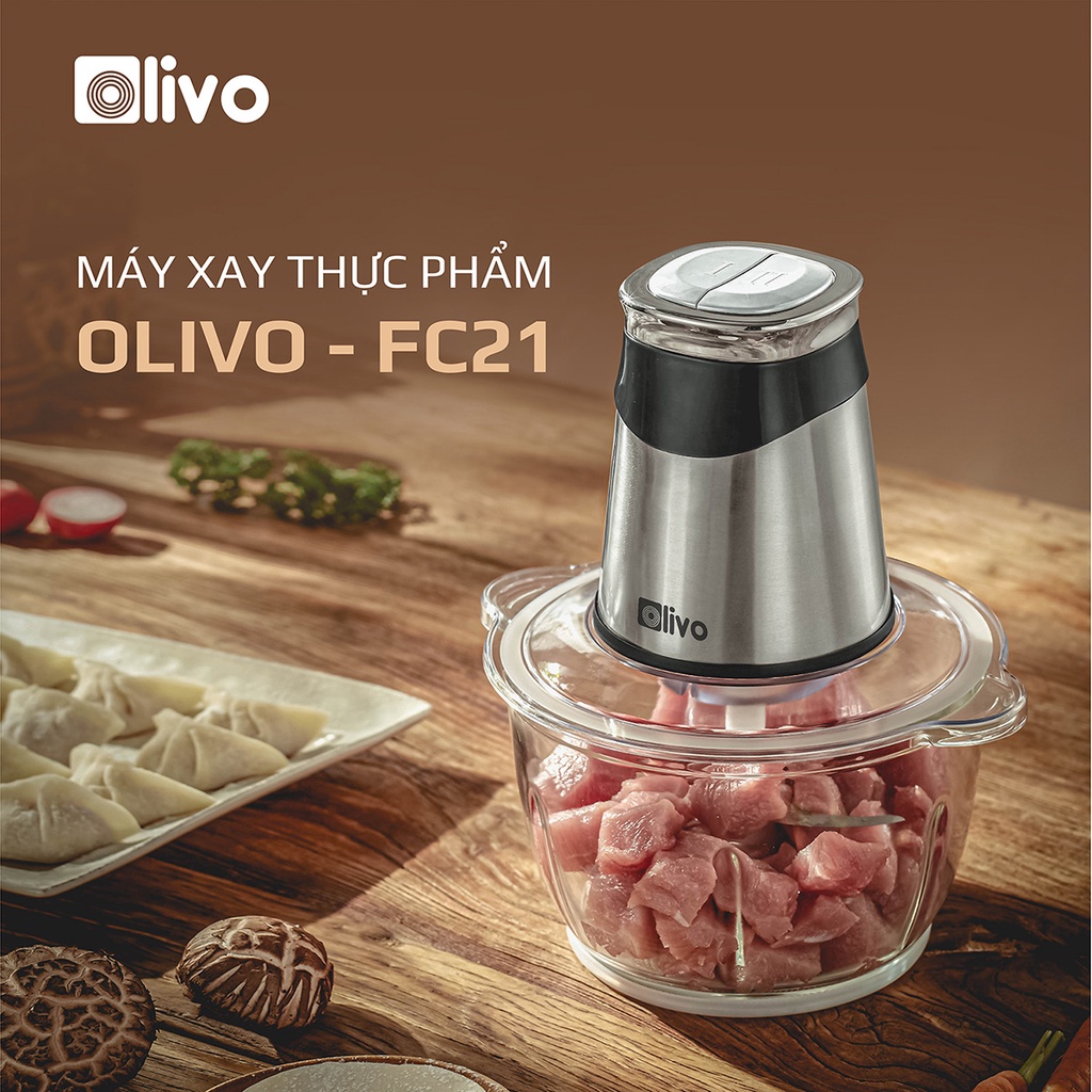 Máy xay thực phẩm đa năng olivo fc21 chính hãng 500w, máy xay thịt olivo - dung tích 2.1l - thương hiệu mỹ